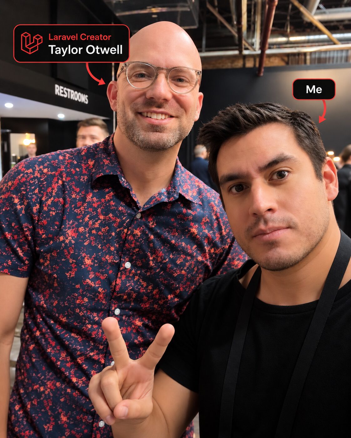 Andrés Pineda with Taylor Otwell, the creator of Laravel